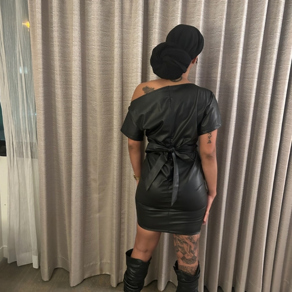 Woman Faux Leather Dress